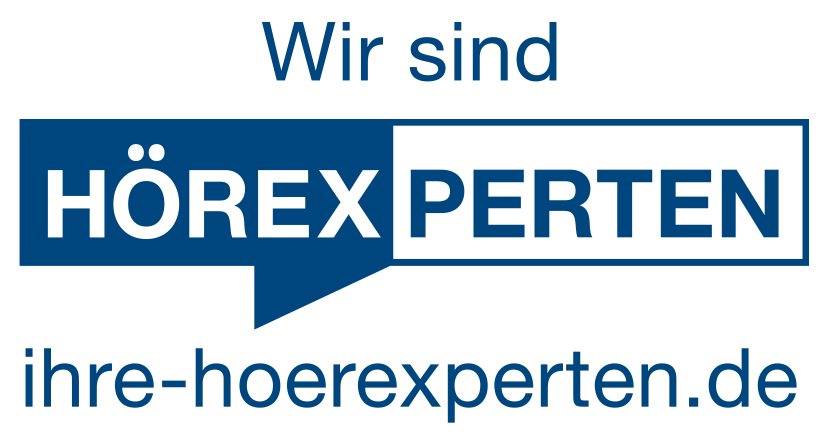 Logo der Hörexperten mit dem Slogan „Wir sind ihre-hoerexperten.de“ in Blau.